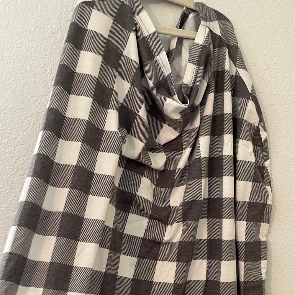Gray Plaid Copper Pearl Car seat and Nursing cover.